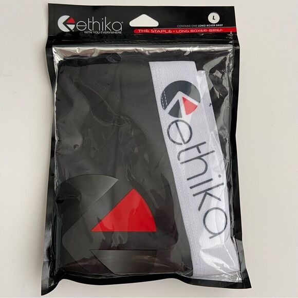 NEW TWO Red and Black Men's Ethika The Staple Long Boxer Brief Size L (33 - 35) - Picture 2 of 8